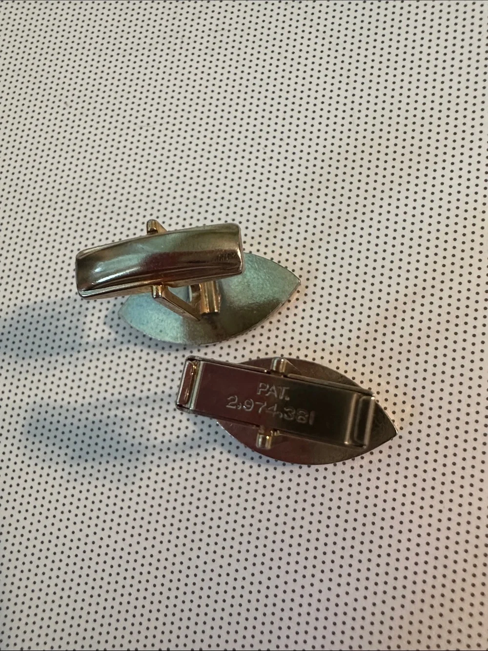 Vintage Mid Century Gold-Tone Marquise Shaped Cufflinks